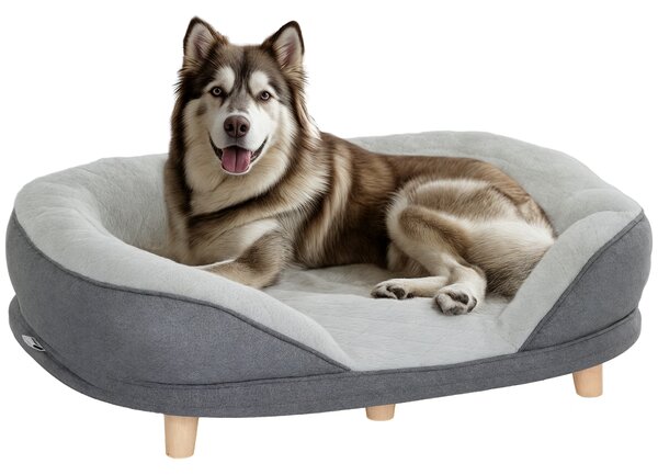 PawHut Cuccia Divano per Cani con Imbottitura, Lettino per Cani Taglia Grande e Media fino 25kg, 90x78x25cm, Grigio