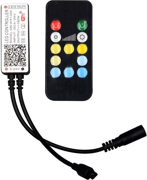 V-TAC VT-2427 Controller WiFi per strisce LED color change 3IN1 12V/24V con telecomando IR 12 tasti gestione remota da smartphone - SKU 2902