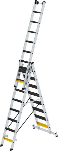 Scaletta multiuso a 3 sezioni con traversa nivello® e clip-step R13 3x8 gradini