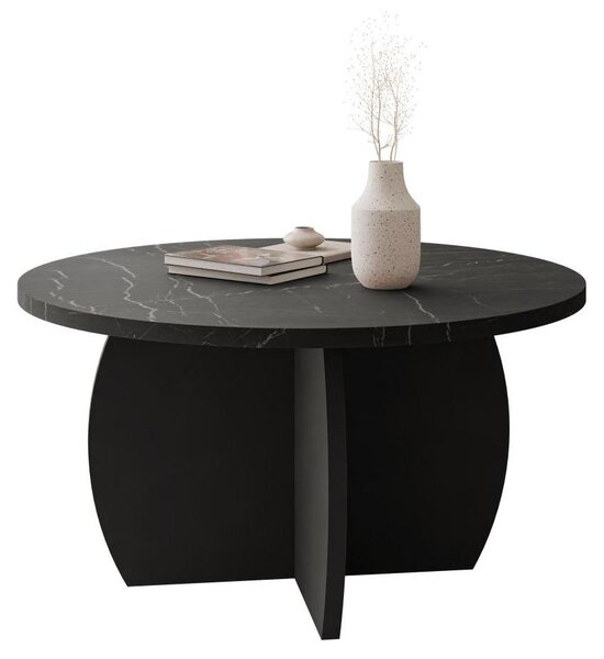 MIRJAN24 Tavolino Tamisa, tavolino da salotto (Colore: Nero / Marmo nero)