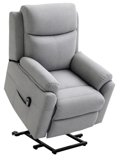 Poltrona Alzapersona Elettrica HOMCOM - Reclinabile 135°, Tessuto Effetto Lino, Telecomando, Beige - Foto 7