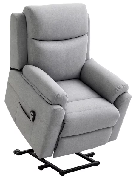 HOMCOM Poltrona Relax Elettrica con Telecomando e Poggiapiedi, Alzapersona Reclinabile (fino a 160°) in Tessuto, Grigio Chiaro | Aosom Italy