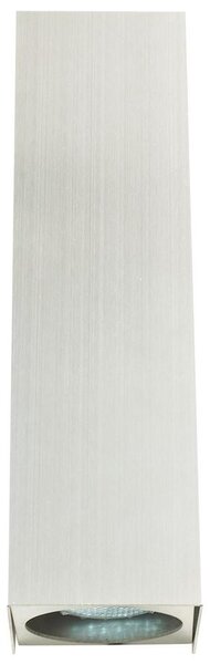 Lampada da parete, con luce direzionata verso il basso, in acciaio inossidabile argentato, altezza 30 cm