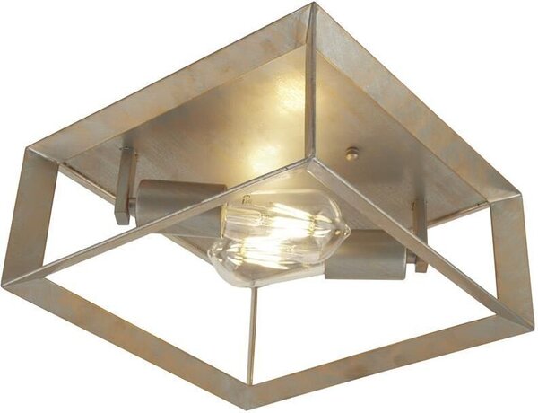 Lampada da soffitto in metallo E27 L: 30 cm in argento-oro Plafoniera vintage angolare a 2 luci