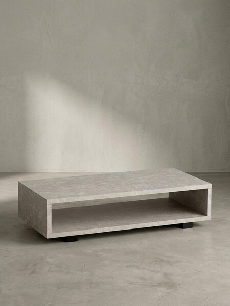 Tavolino da salotto 100x50x25 cm Tavolino da salotto color sabbia effetto pietra Moderno, tavolino da salotto di design Rettangolare con spazio contenitivo, tavolino da salotto Beige Semplice, tavolino da caffè Grande