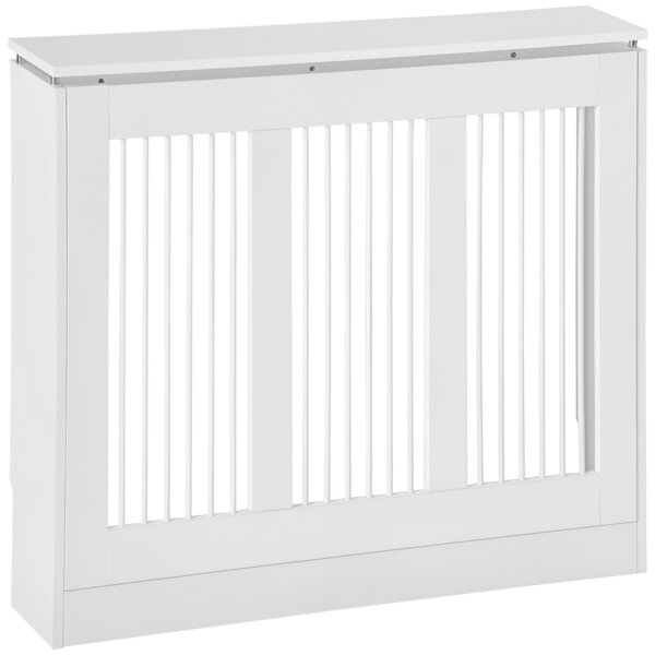 HOMCOM Copritermosifone a Doghe Moderno ed Elegante per la Casa, in MDF e Acciaio, 90x18x84cm, Bianco|Aosom