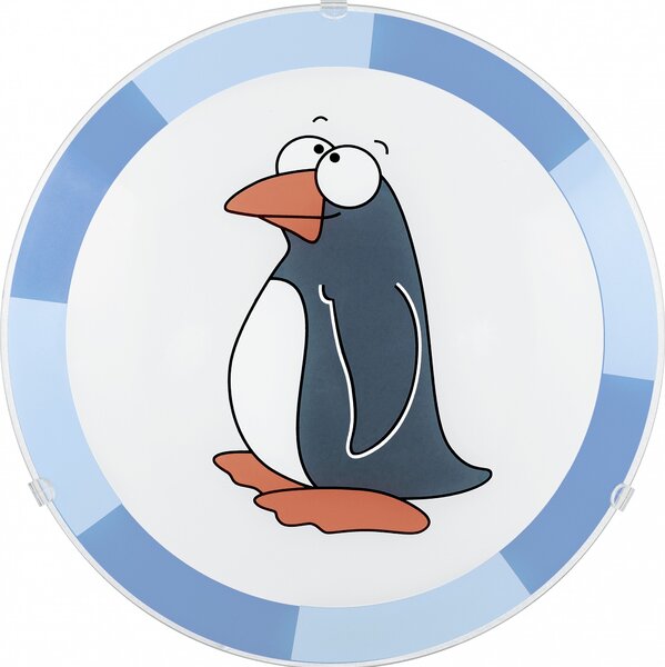 Applique, pinguino, vetro, acciaio, blu bianco, D 25 cm, BIUBIU