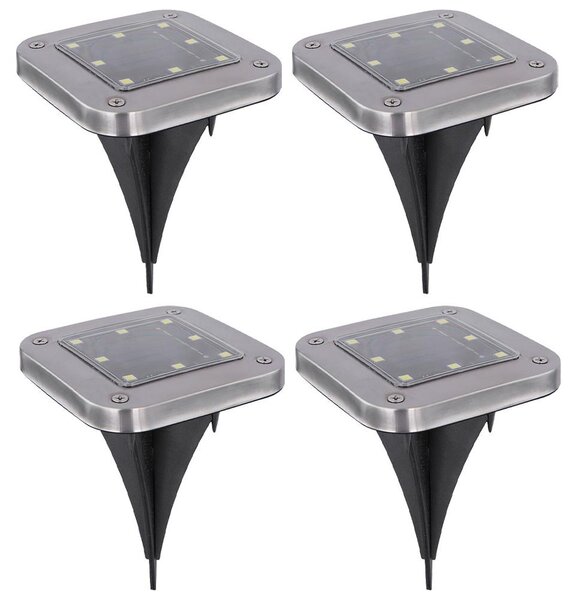 Lampada solare a 4 LED, lampada da sentiero, acciaio inossidabile, LxP 10x10 cm