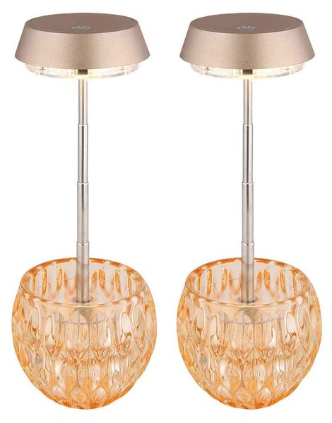 2 lampade da tavolo a LED, in vetro, color champagne, con dimmer touch, altezza 28 cm