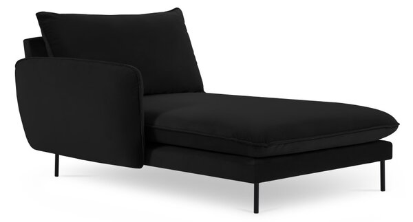 Chaise longue Vienna in velluto con gambe nere - L170cm
