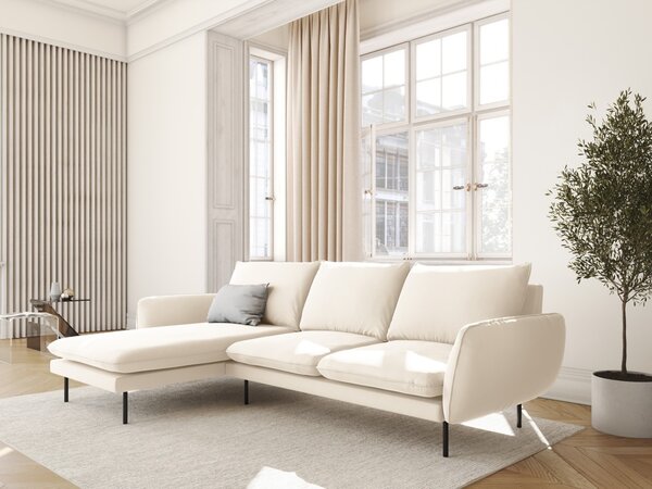 Divano angolare Vienna 5 posti in velluto con gambe nere - L255cm