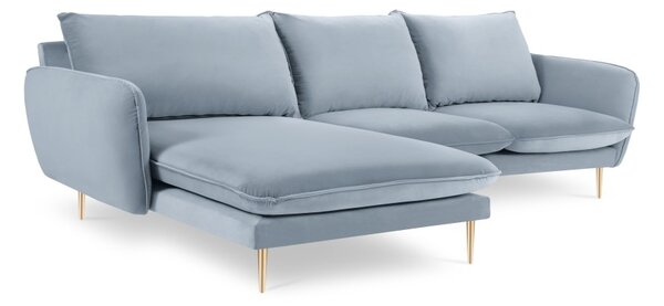 Divano angolare Vienna 5 posti in velluto con gambe oro - L255cm