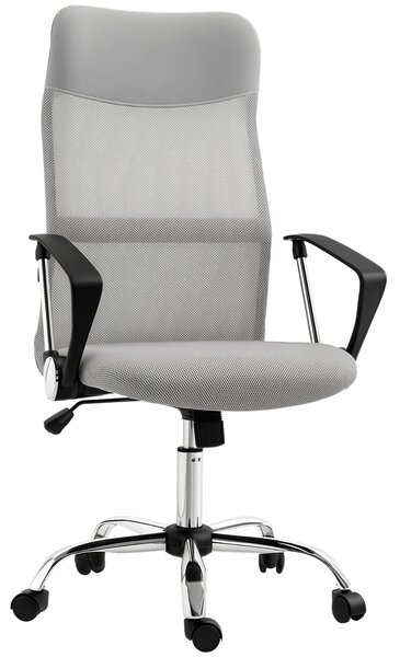 HOMCOM Sedia Ergonomica da Ufficio Girevole, Altezza Regolabile e Schienale a Rete, 63x65x109-119 cm, Grigio Chiaro | Aosom Italy