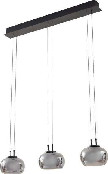 Lucande LED a sospensione Dain, 3 luci, grigio fumo, vetro