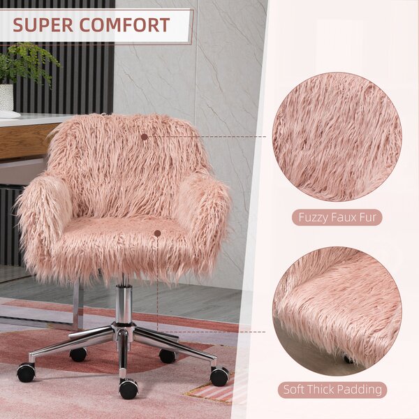 Vinsetto Sedia girevole sedia computer regolazione dell'altezza del sedile sedia per ragazze ecopelle schiuma rosa + argento 57 x 60 x 75-85 cm