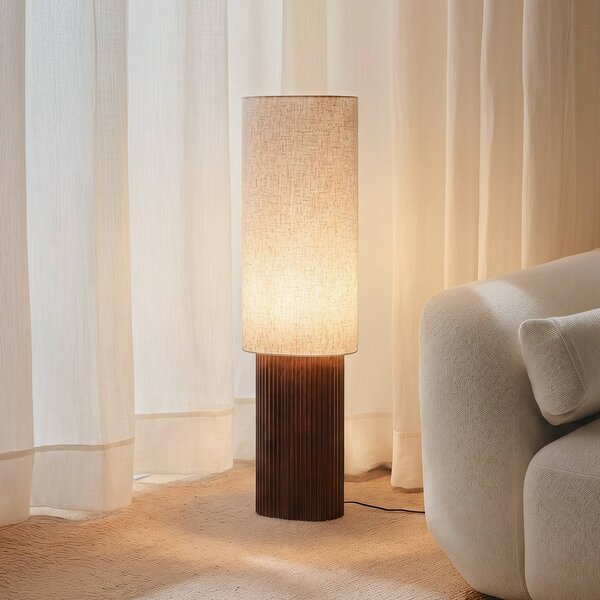 Lampada da terra Kimiko Lindby, Legno scuro, Soggiorno / Sala da pranzo, Legno, Scandinavo, Lampada da terra