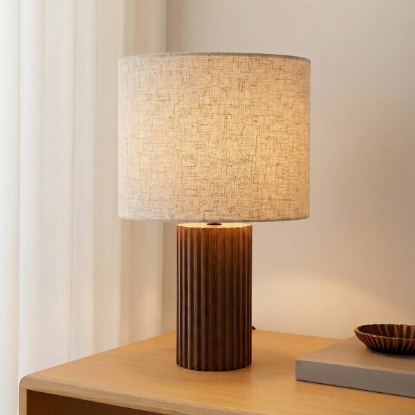 Lampada da tavolo Kimiko Lindby, Legno scuro, Soggiorno / Sala da pranzo, Legno, Scandinavo, Lampada da tavolo