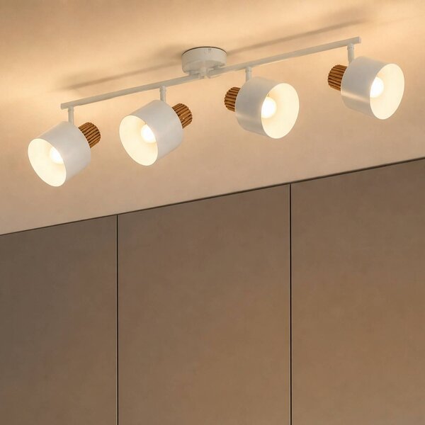 Faretto da soffitto Lindby Lenja, a 4 luci, beige, E14, metallo Lenja Lindby, dimmerabile, Crema / Ambra, Soggiorno / Sala da pranzo, Metallo, Moderno, Downlight