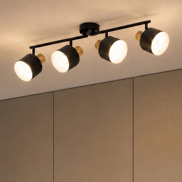 Faretto da soffitto Lindby Lenja, a 4 luci, nero, E14, metallo Lenja Lindby, dimmerabile, Nero, Soggiorno / Sala da pranzo, Metallo, Moderno, Downlight