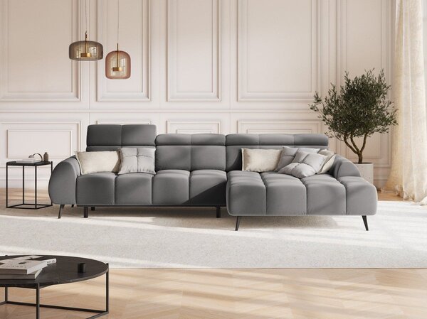 Divano angolare Alyse con regolazione elettrica 5 posti in velluto - L295 cm