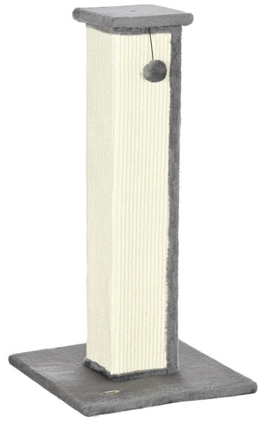 PawHut Tiragraffi a colonna, 81 cm, tiragraffi in sisal con palla da graffiare, grigio
