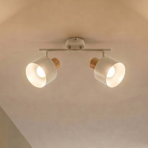 Faretto da soffitto Lindby Lenja, a 2 luci, beige, E14, metallo Lenja Lindby, dimmerabile, Crema / Ambra, Soggiorno / Sala da pranzo, Metallo, Moderno, Downlight