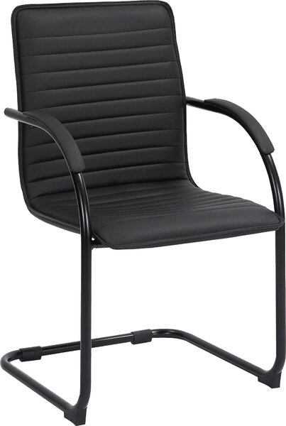 Sedia per visitatori e sedia per conferenze CLP, rivestita in ecopelle nera, colore nero