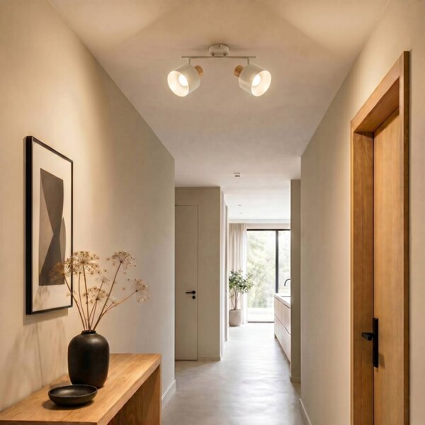 Faretto da soffitto Lindby Lenja, a 2 luci, beige, E14, metallo Lenja Lindby, dimmerabile, Crema / Ambra, Soggiorno / Sala da pranzo, Metallo, Moderno, Downlight