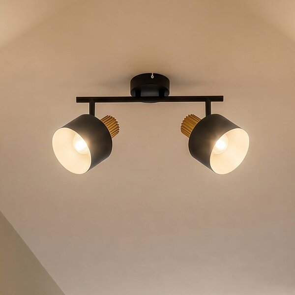 Faretto da soffitto Lindby Lenja, a 2 luci, nero, E14, metallo Lenja Lindby, dimmerabile, Nero, Soggiorno / Sala da pranzo, Metallo, Moderno, Downlight