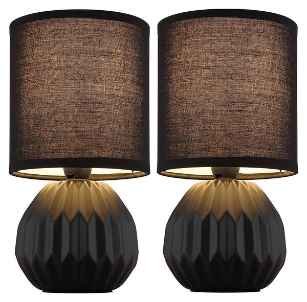 2x lampada da tavolo, Vetroceramica, tessuto, nero, H 23 cm