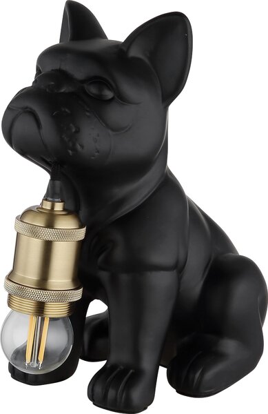 Lampada da tavolo, Vetroceramica, cane, nero, rame, H 24 cm