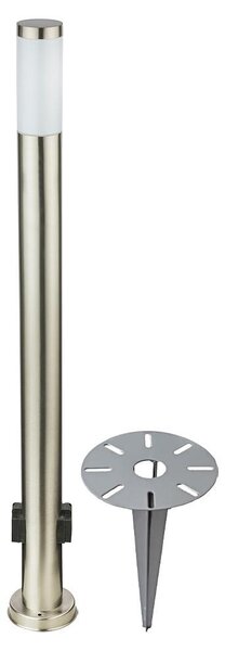 Lampada da terra a LED con picchetto a terra, acciaio inox argento, H 110 cm
