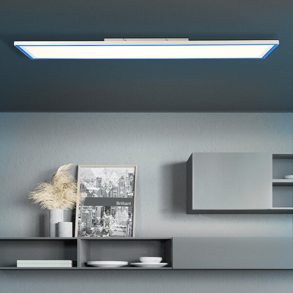 BRILLANTE pannello LED moderno a superficie LANETTE | 120x30cm | Lampada da soffitto dimmerabile con framelight RGB e telecomando | 37W 3800 lumen da 2700 a 6500 Kelvin | Metallo/plastica