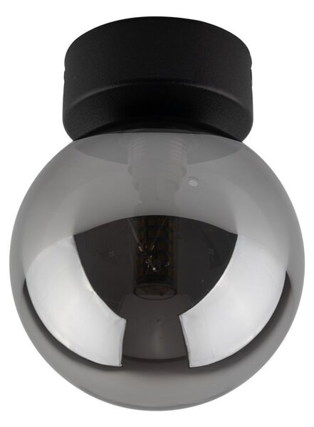 Lampada da soffitto in metallo vetro fumé D: 12 cm tondo nero grafite G9 Moderno