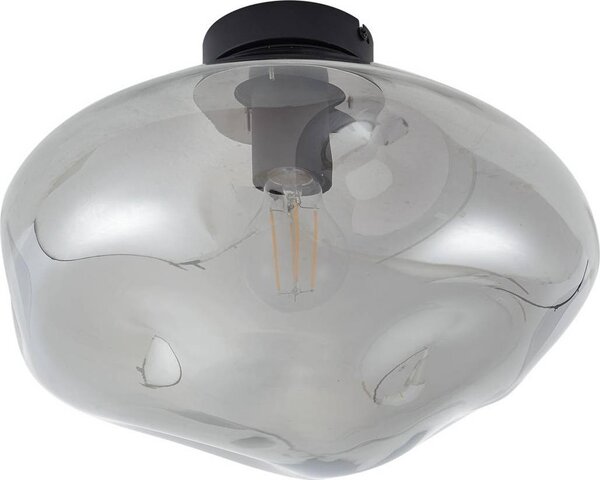 Plafoniera Lindby Lelia, grigio fumo, vetro, Ø 35 cm