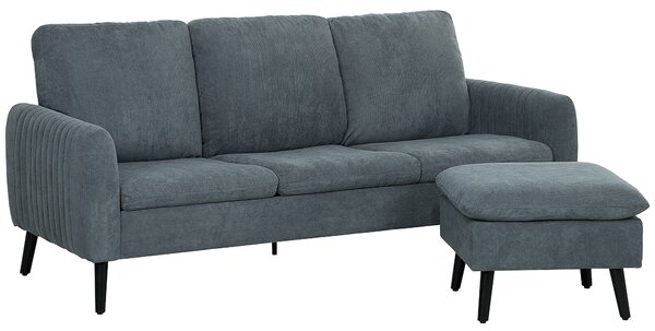 Divano 3 Posti con Poggiapiedi Chaise Longue 196x140x88 cm Effetto Velluto Grigio Carbone