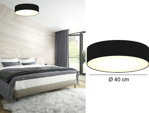 Lampada da soffitto a LED rotonda Ø40 con paralume in tessuto nero Paralumi per lampade da soffitto