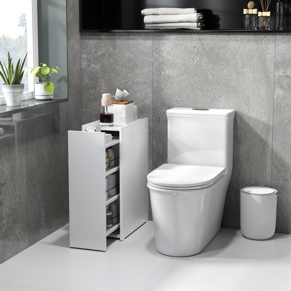 HOMCOM Armadietto bagno stretto, mobile da pavimento con cassetto profondo, armadietto indipendente per bagno, truciolare, bianco | Aosom Italy