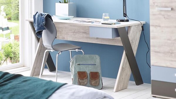 FMD Möbel NONA 6 scrivania, rovere sabbia nb/bianco/lava/denim, 814-006