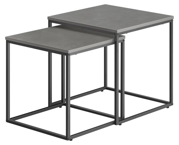 Tavolino Da Salotto - Leobert - Cemento/Gambe Nere - 50 X 50 X 50,5 Cm - Set Da 2