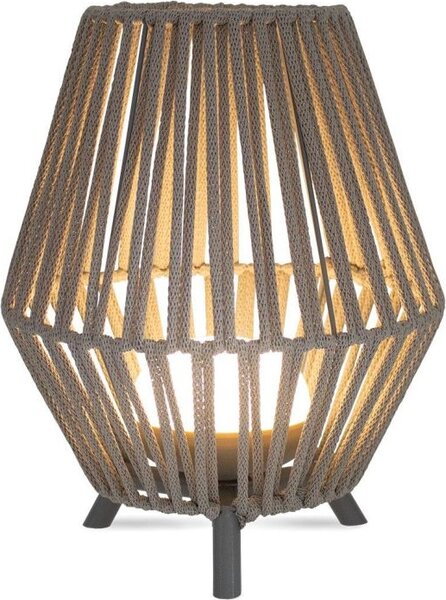 Lampada da tavolo a batteria con lampadina ricaricabile a LED 2700 K IP54 Treppiede Taupe Ø 25,5 cm H: 32,5 Lampada da esterno Lampada da tavolo Balcone esterno