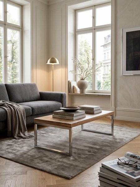 Tavolino GUNA in legno massello di acacia, larghezza 120 cm Tavolino da salotto Design marrone scuro Stile country Tavolino ausiliario