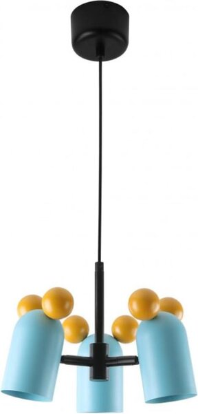 GTV - Lampada a sospensione MOUSE - max. 250 V, 50/60 Hz, 3*E27, max. 25 W, IP20, media 30 cm, blu - Lampada da soffitto
