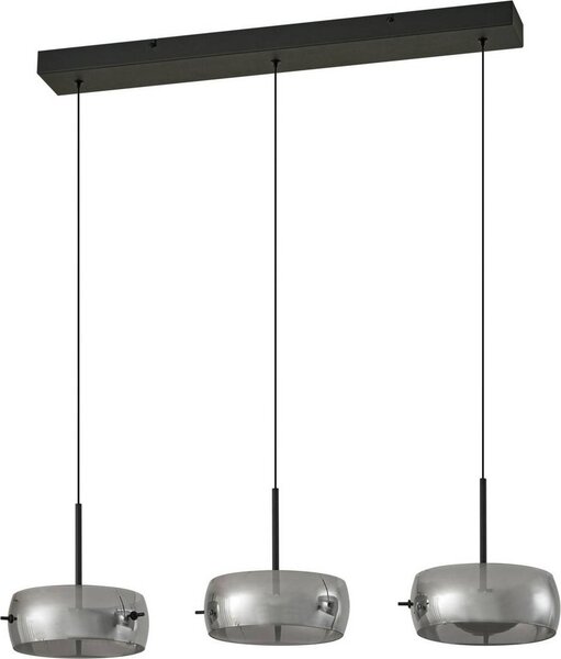 Lucande Lampada a sospensione a LED Martis, nera, a 3 luci, con regolazione continua