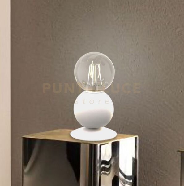 Melina-l b lampada da tavolo 1 luce sfera in metallo bianco opaco l