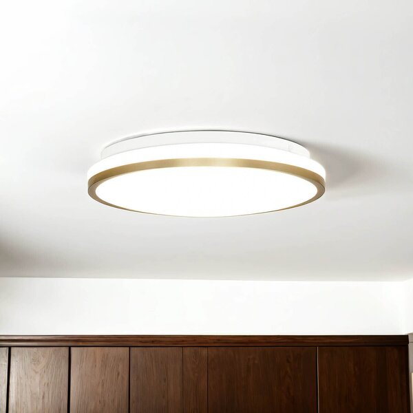 Plafoniera a LED in metallo Ø 28 cm in oro bianco rotonda 4000 K bianco neutro 730 lm