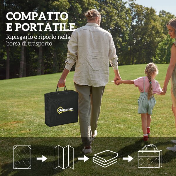 Outsunny Tappeto da Esterno Reversibile Stile Geometrico con Borsa di Trasporto, 182x274 cm, Blu e Bianco