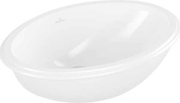 Evana de Villeroy & Boch, lavabo à encastrer, ovale, avec trop-plein, côté extérieur vitrifié, 500x350mm, 614700R1, 614700R1