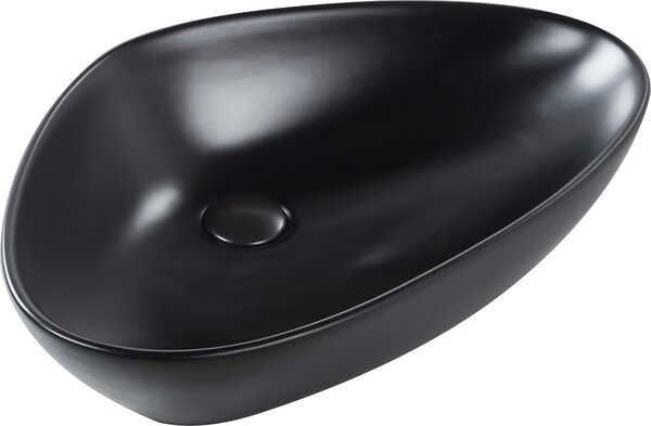 BELIANI Lavabo da appoggio in Vetroceramica nera 60 x 39 cm forma irregolare superficie lucida stile moderno bagno