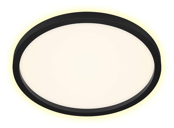 Plafoniera LED, retroilluminata, nera, rotonda, P 42,5 cm